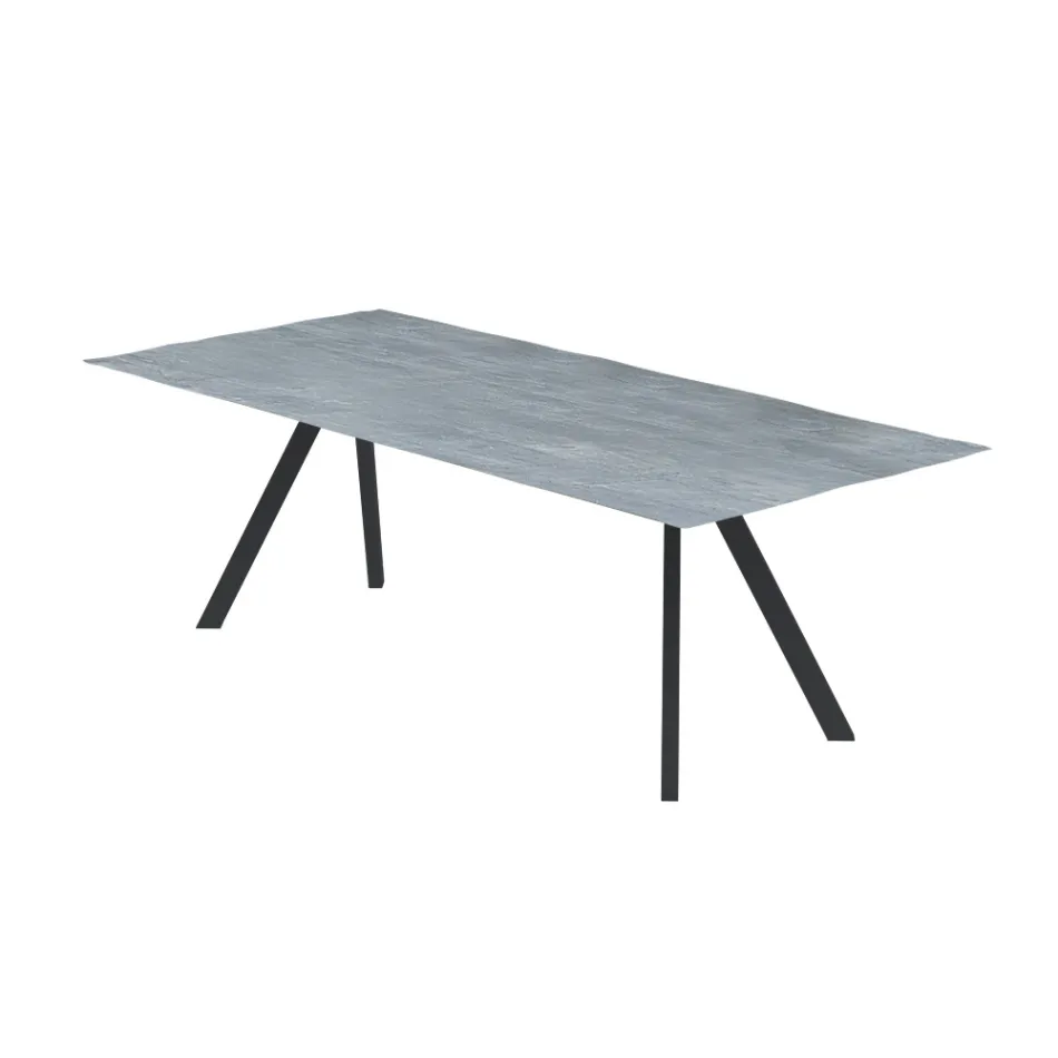 Garden Table Base in Galvanized Steel with HPL Top Made in Italy - Brienne Viadurini