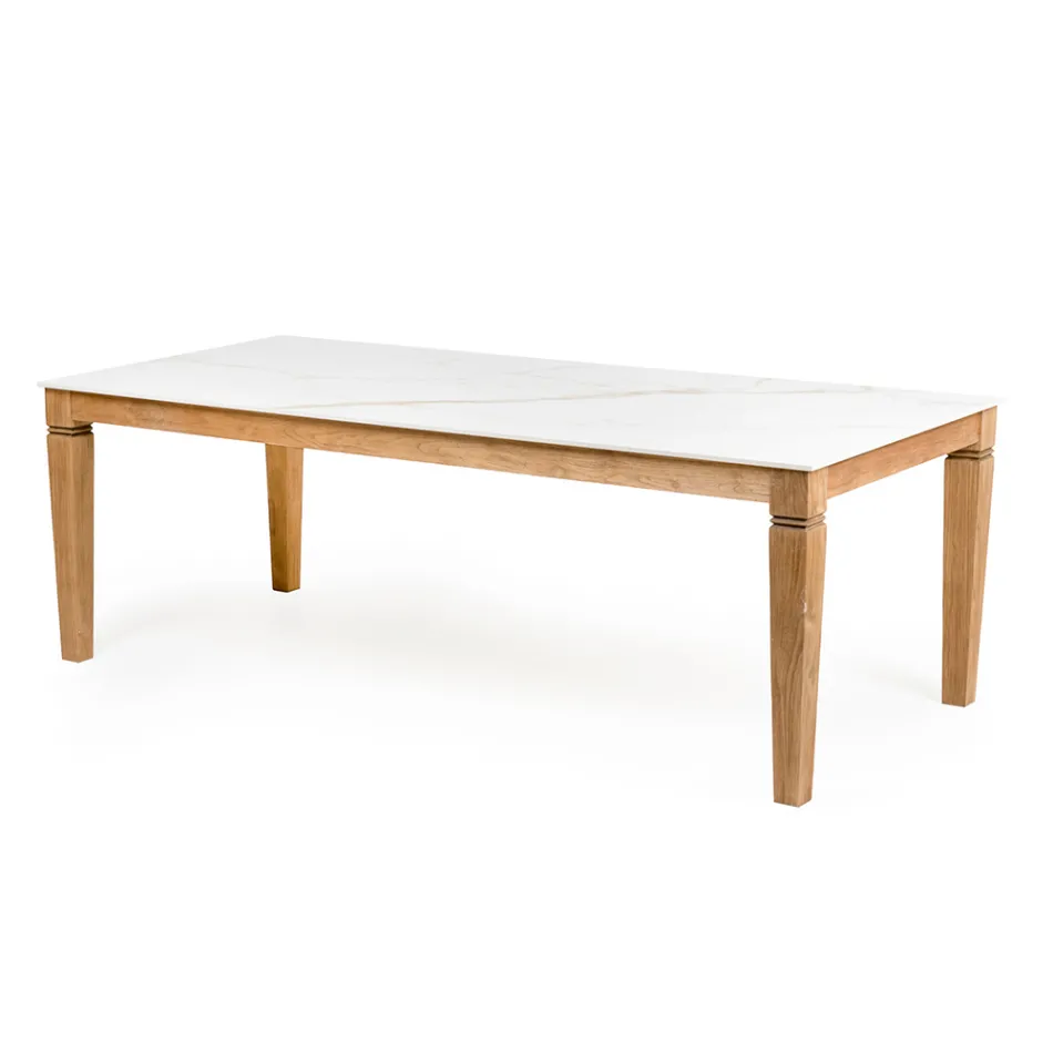 Garden Table with 4 Chairs in Aluminum and Weaving - Artes Viadurini