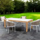 Garden Table with 4 Chairs in Aluminum and Weaving - Artes Viadurini