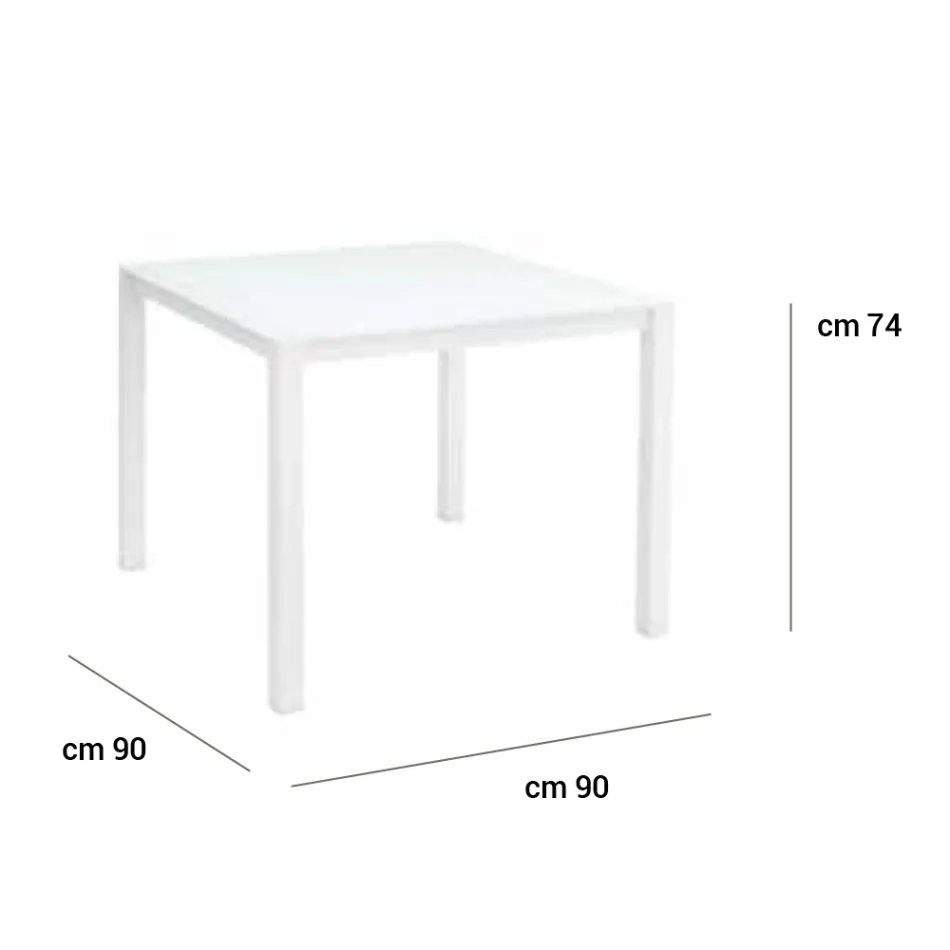 Garden Table with Painted Aluminum Structure and Glass Top - Salim Viadurini