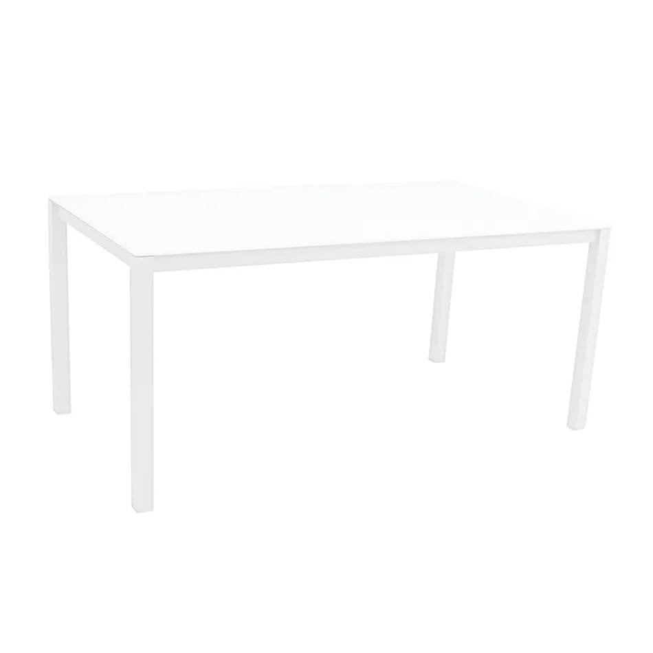 Garden Table with Painted Aluminum Structure and Glass Top - Salim Viadurini