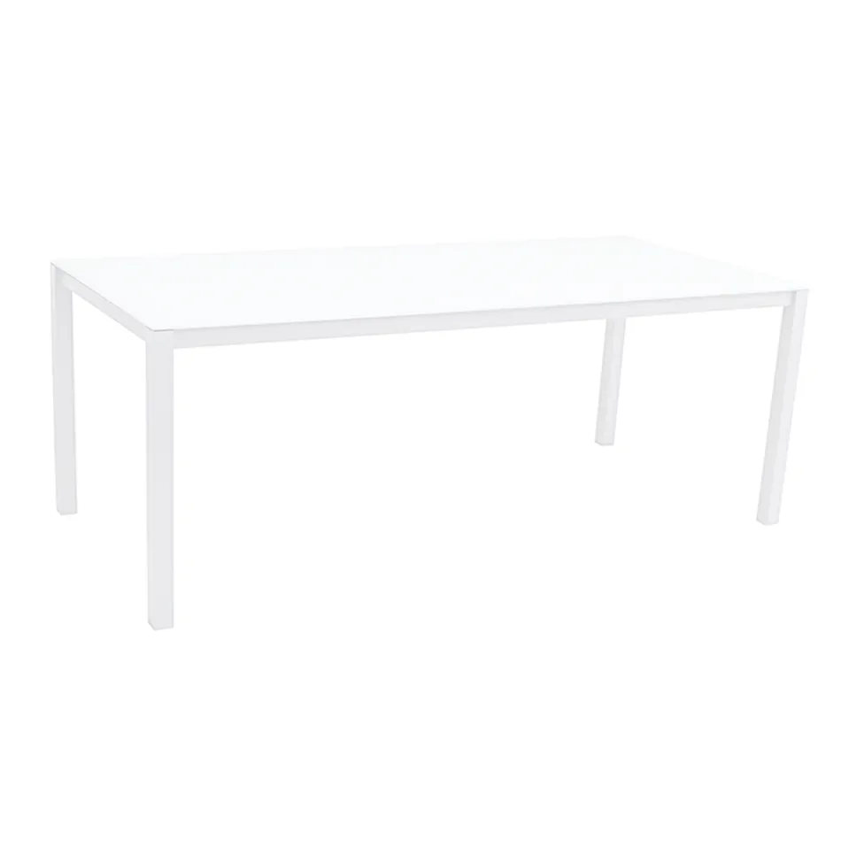 Garden Table with Painted Aluminum Structure and Glass Top - Salim Viadurini