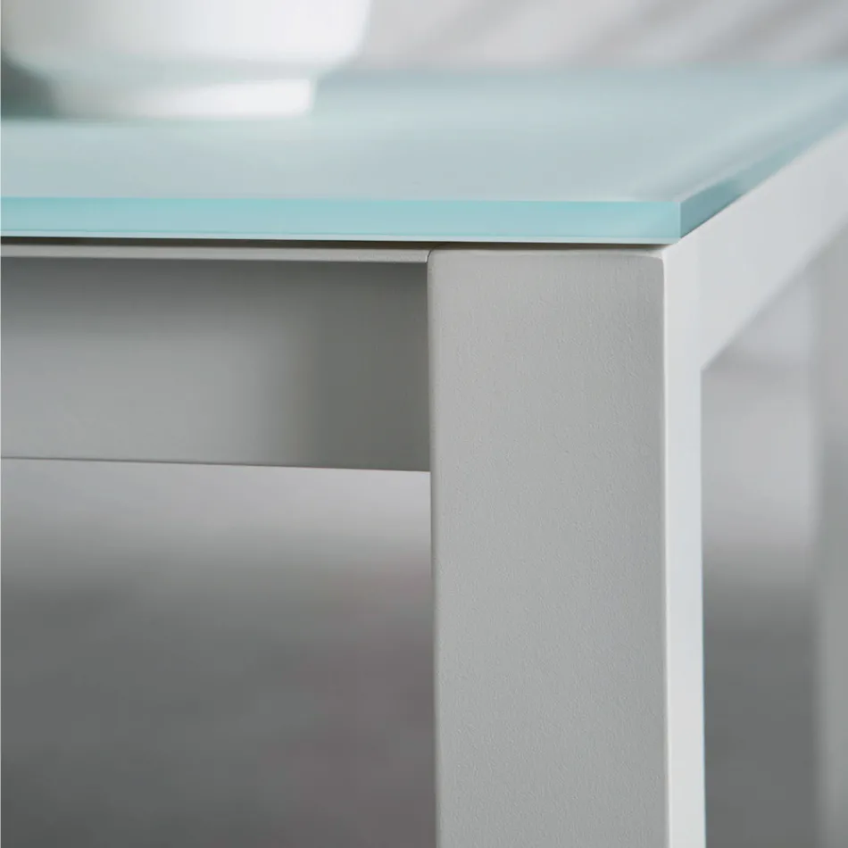 Garden Table with Painted Aluminum Structure and Glass Top - Salim Viadurini