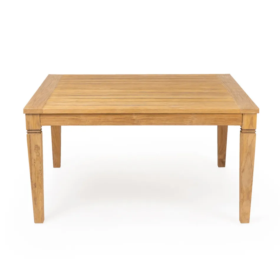 Garden Table with Brushed Natural Teak Structure - Artes Viadurini