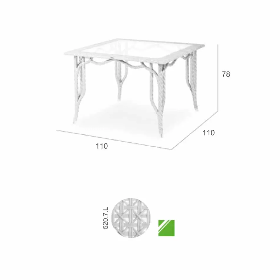 Table with glass top garden design Romeo, handmade Viadurini