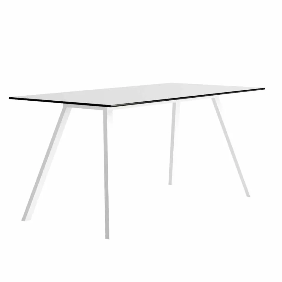 Garden Table in White Aluminum and Laminate Modern Design - Oceania2 Viadurini