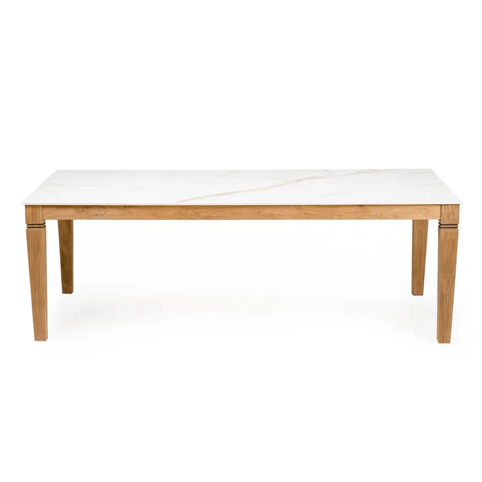 Garden Table in Natural Teak and Ceramic Top - Artes Viadurini
