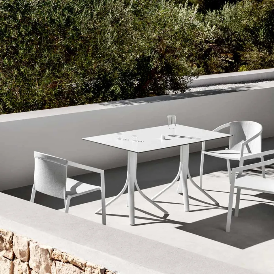 Luxury Garden Table in Aluminum and Hpl White or Gunmetal - Filomena Viadurini