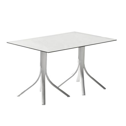 Luxury Garden Table in Aluminum and Hpl White or Gunmetal - Filomena Viadurini