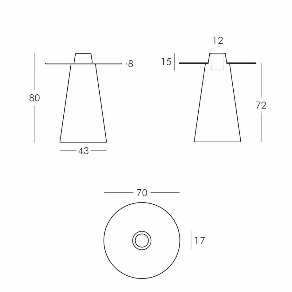 Bright indoor Table Slide Peak (H80) polyethylene glass made in Italy Viadurini