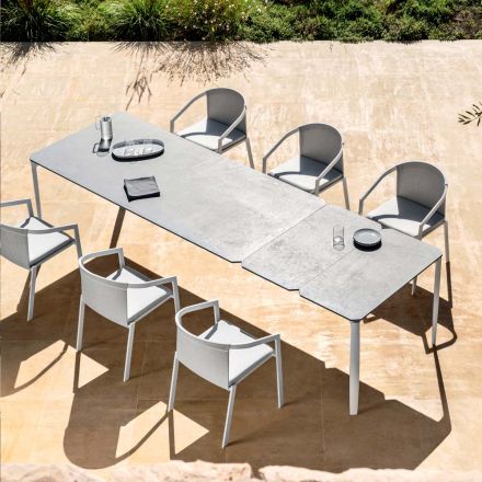 Extendable Outdoor Dining Table 318 cm in Aluminum and Stoneware - Filomena Viadurini