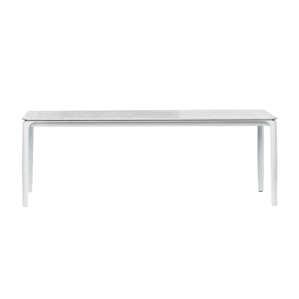Extendable Outdoor Dining Table 318 cm in Aluminum and Stoneware - Filomena Viadurini