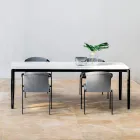 Extendable Outdoor Dining Table 318 cm in Aluminum and Stoneware - Filomena Viadurini