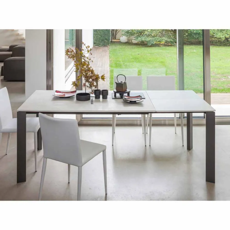 Extendable Dining Table to 180 cm in Ceramic Made in Italy - Pitagora Viadurini
