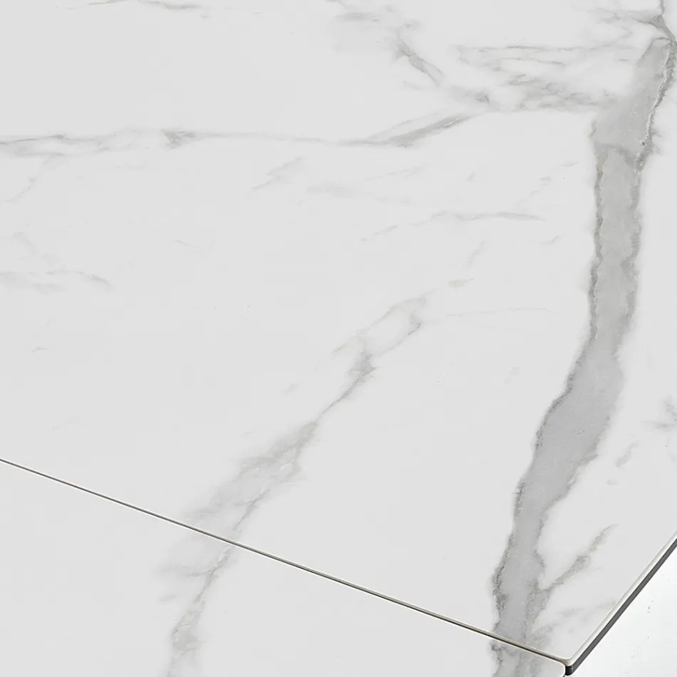 Extendable Dining Table to 240 cm in Ceramic and Steel - Relief Viadurini