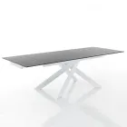 Extendable Dining Table to 240 cm in Ceramic and Steel - Relief Viadurini