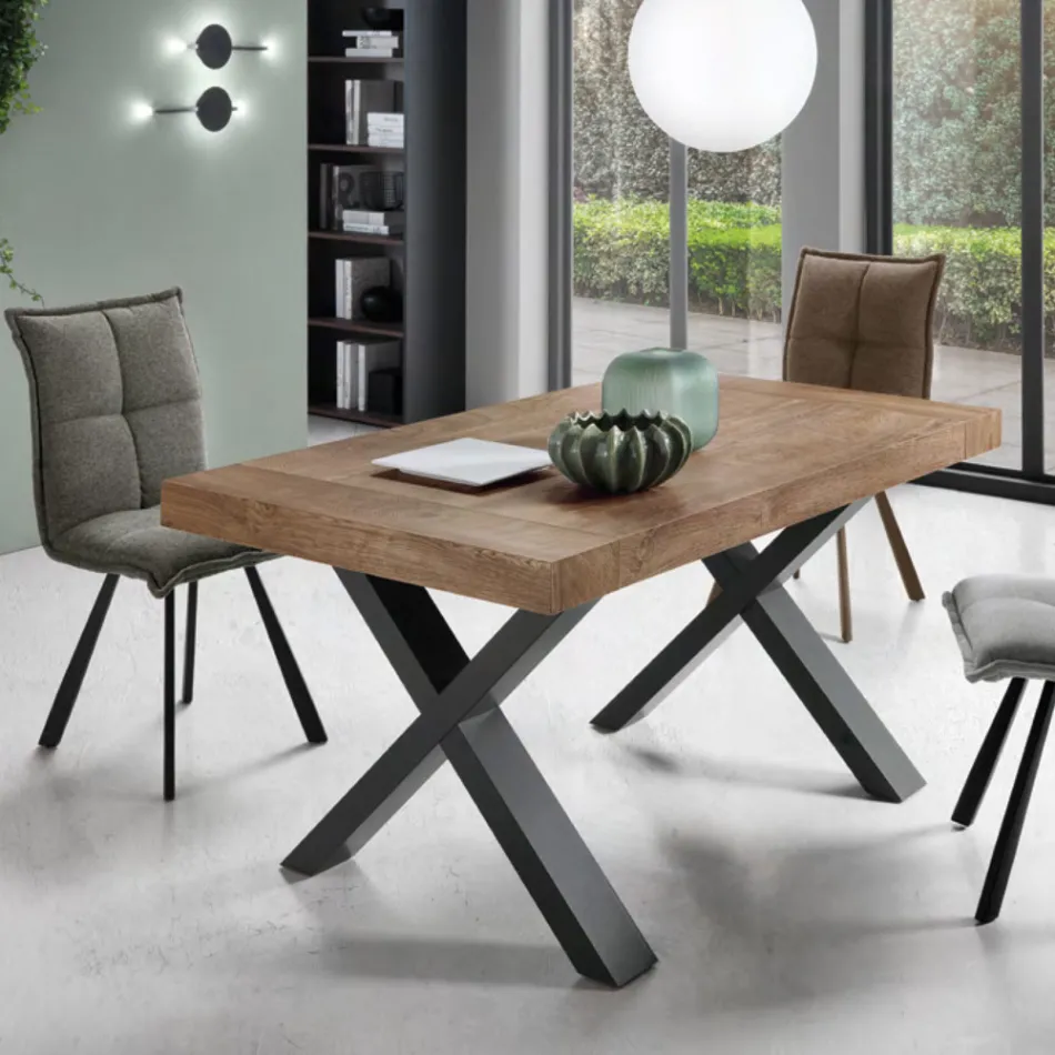 Dining Table Extendable to 260 cm Wood Effect Made in Italy - Lenova Viadurini