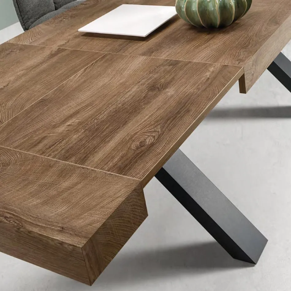 Dining Table Extendable to 260 cm Wood Effect Made in Italy - Lenova Viadurini