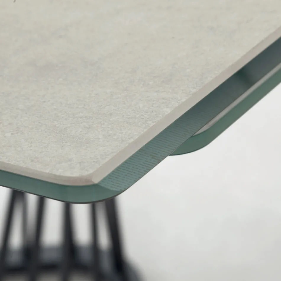 Dining Table Extendable to 290 cm in Metal and Ceramic Top - Ricolo Viadurini