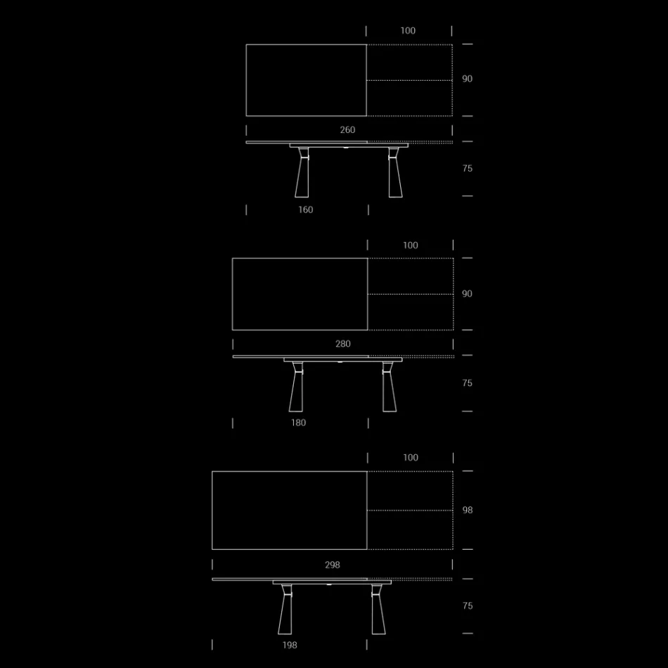 Extendable Dining Table to 298 cm in Melamine Made in Italy - Fedemo Viadurini