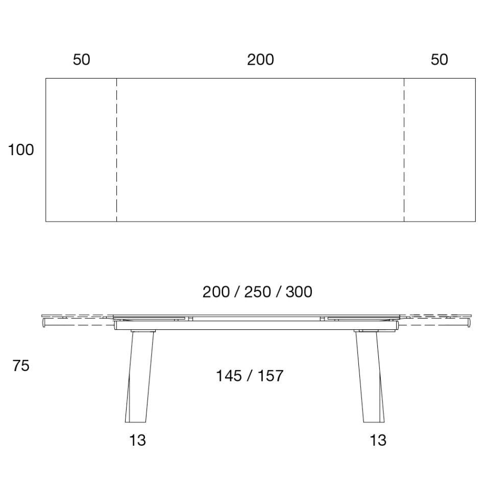 Dining Table Extendable to 300 cm in Wood and Glass Top - Bedrio Viadurini