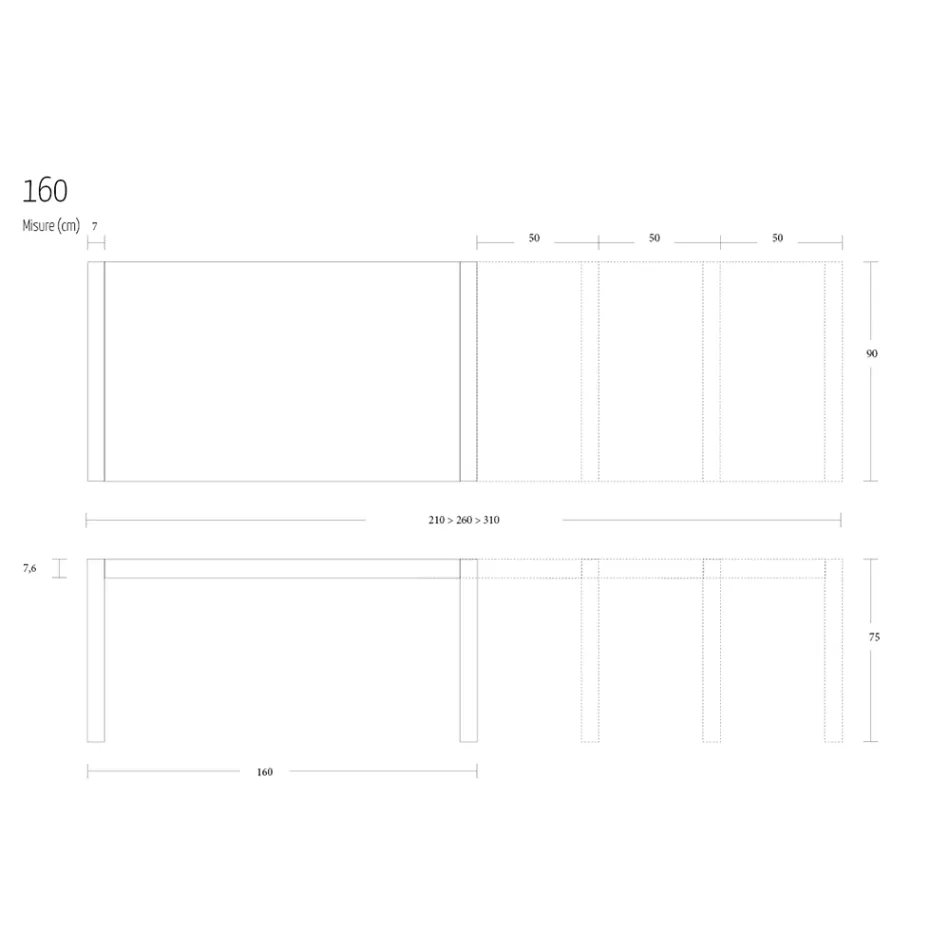 Metal Dining Table Extendable to 310 cm Made in Italy - Euclide Viadurini