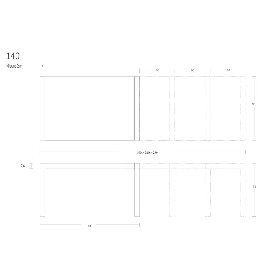 Metal Dining Table Extendable to 310 cm Made in Italy - Euclide Viadurini