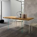 Extendable Dining Table Up to 280 cm in Wood and Glass Made in Italy - Focus