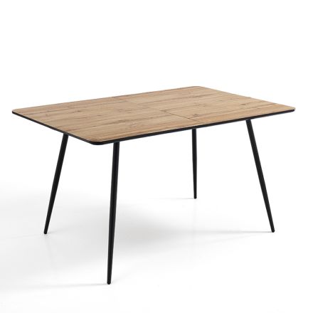 Extendable Dining Table Up to 160 cm in Mdf and Black Metal - Crumiro Viadurini