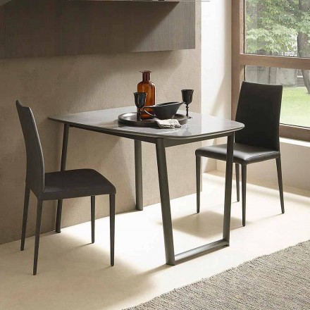 Extendable Dining Table Up to 170 cm in Ceramic Made in Italy - Tremiti Viadurini