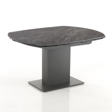 Extendable Dining Table Up to 180 cm in Ceramic and Steel - Catone Viadurini