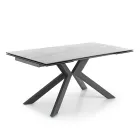 Extendable Dining Table Up to 240 cm in Ceramic and Metal - Ugo Viadurini