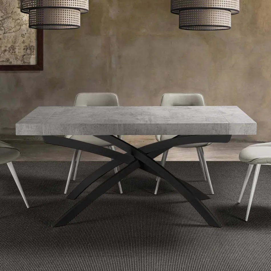 Extendable Dining Table Up to 260 cm in Melamine Wood and Metal - Lukas Viadurini