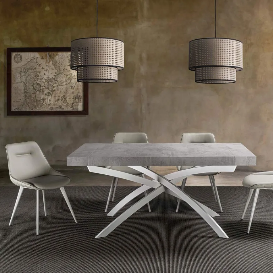 Extendable Dining Table Up to 260 cm in Melamine Wood and Metal - Lukas Viadurini