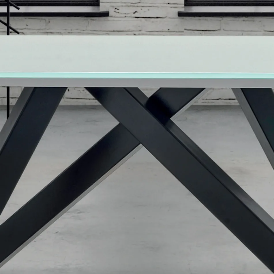 Extendable Dining Table up to 278 cm in Glass Made in Italy - Settimmio Viadurini