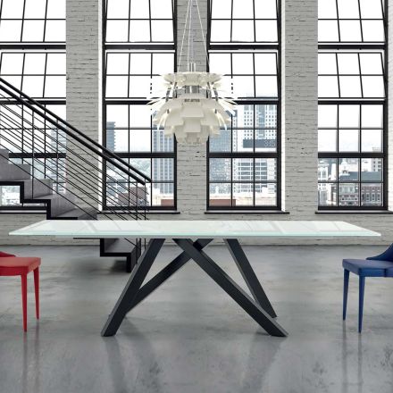Extendable Dining Table up to 278 cm in Glass Made in Italy - Settimmio Viadurini