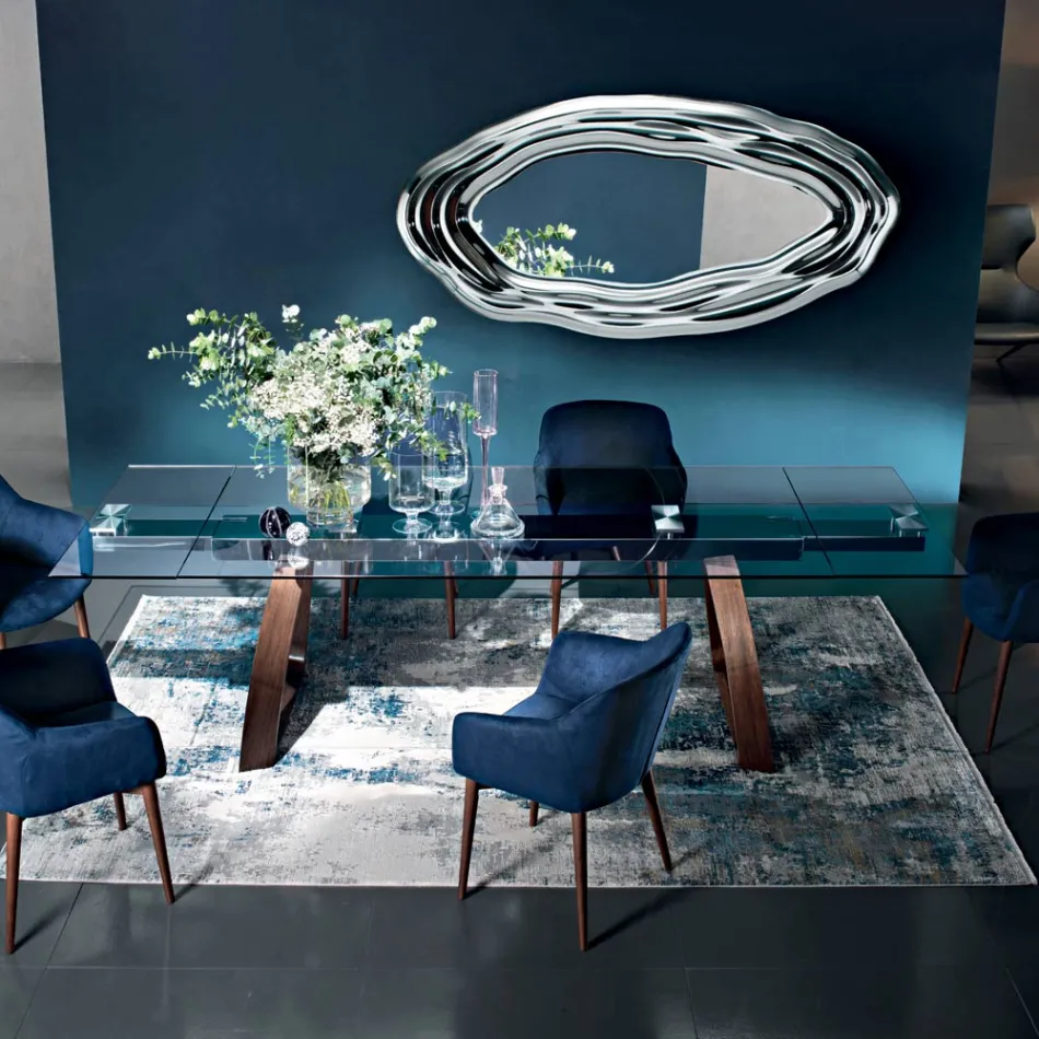 Extendable Dining Table up to 280 cm in Glass Made in Italy - Antimo Viadurini
