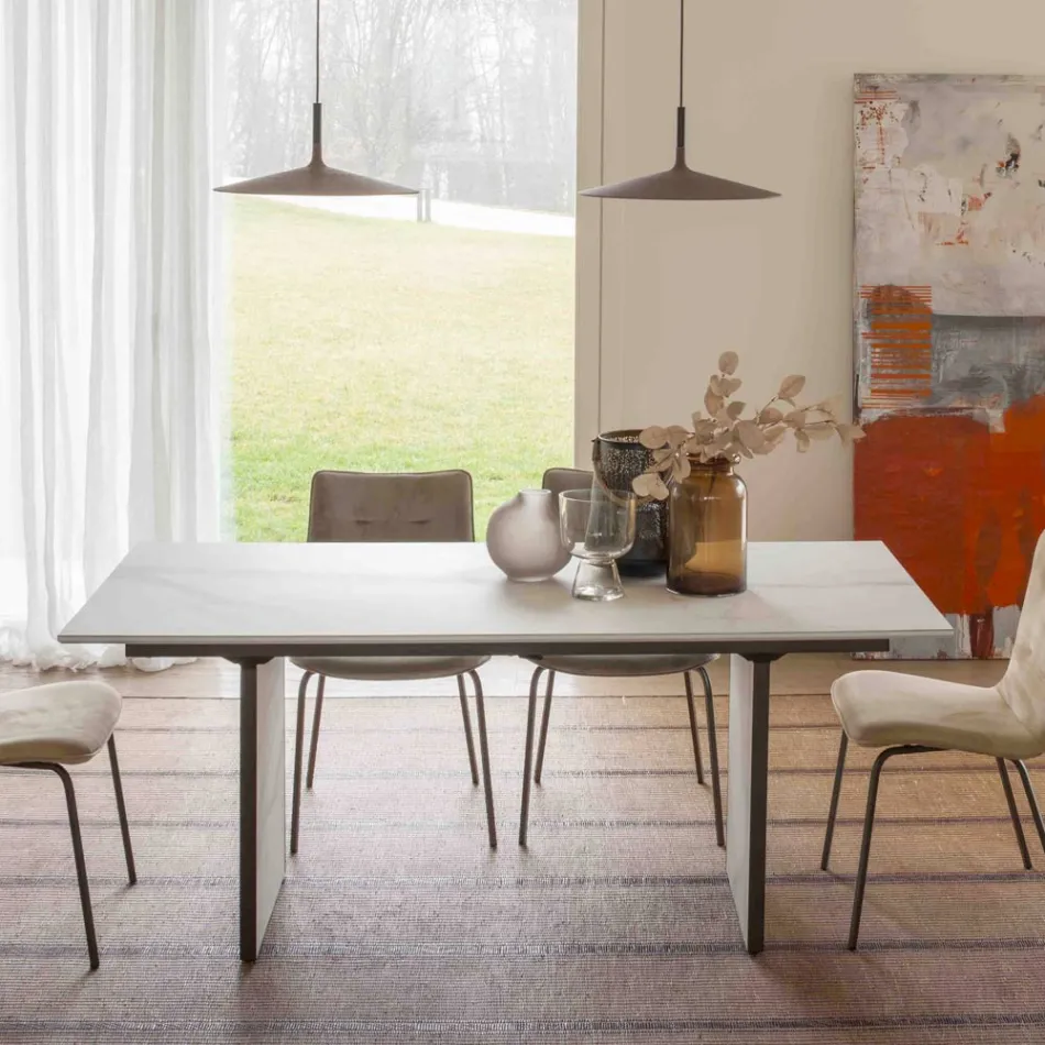 Extendable Dining Table up to 280 or 298 cm with Ceramic Top - Nomia Viadurini