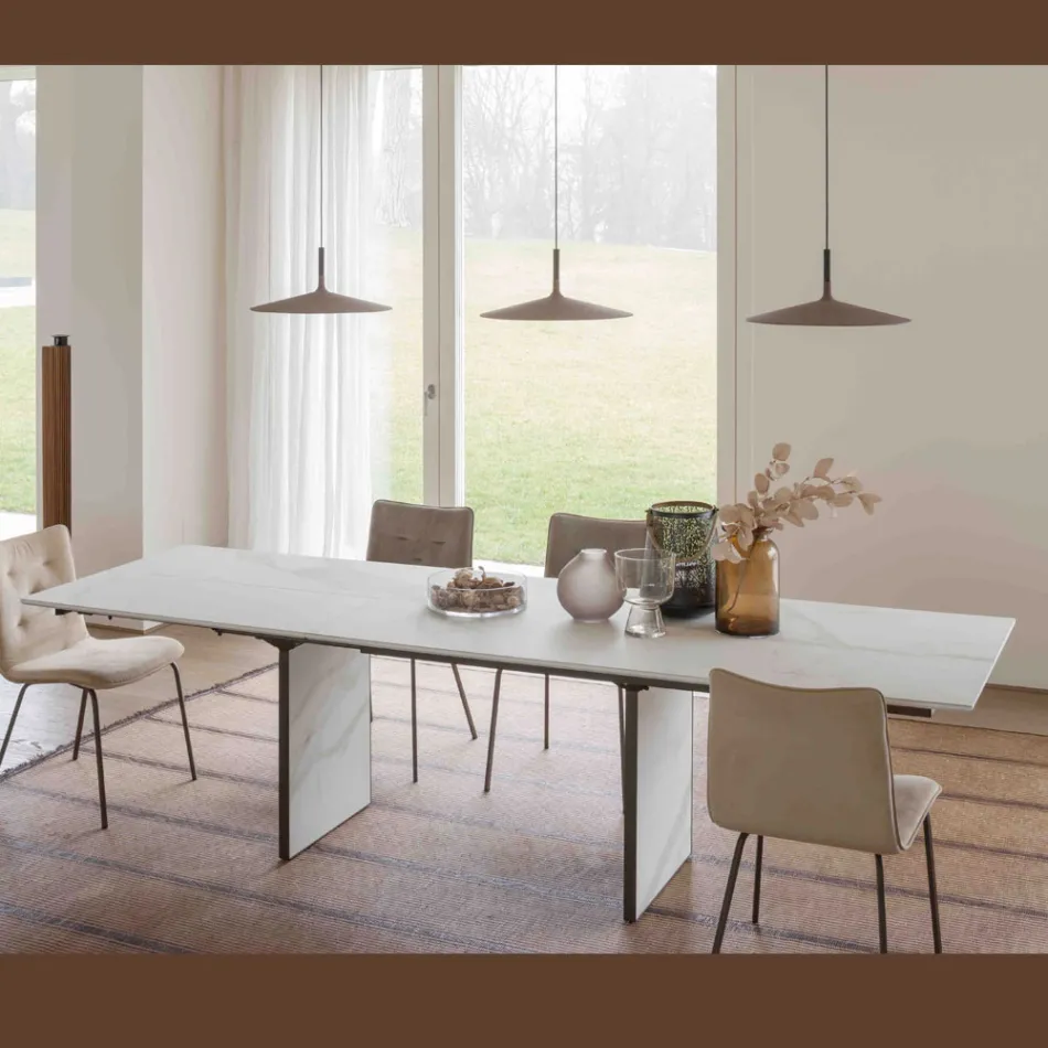 Extendable Dining Table up to 280 or 298 cm with Ceramic Top - Nomia Viadurini
