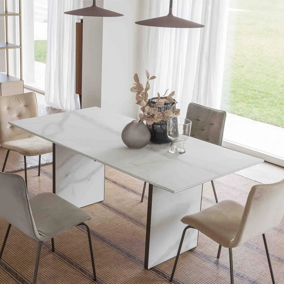Extendable Dining Table up to 280 or 298 cm with Ceramic Top - Nomia Viadurini