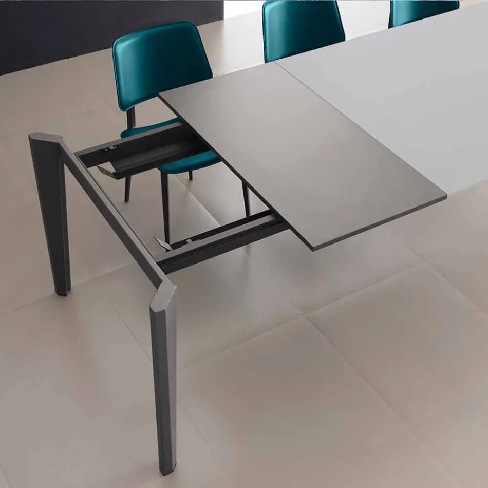 Extendable Dining Table Up to 290 cm in Made in Italy Crystal - Polonio Viadurini