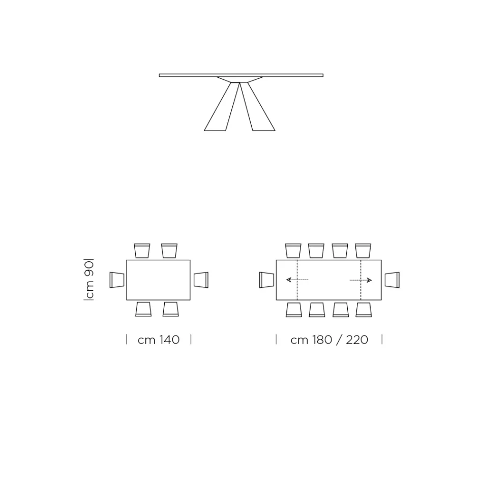 Extendable Dining Table up to 300 cm in Fenix Made in Italy - Dalmatian Viadurini