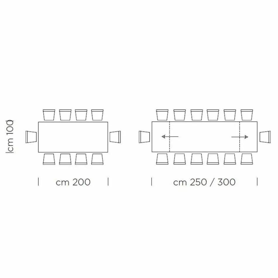 Extendable Dining Table up to 300 cm in Laminate Made in Italy - Grotta Viadurini