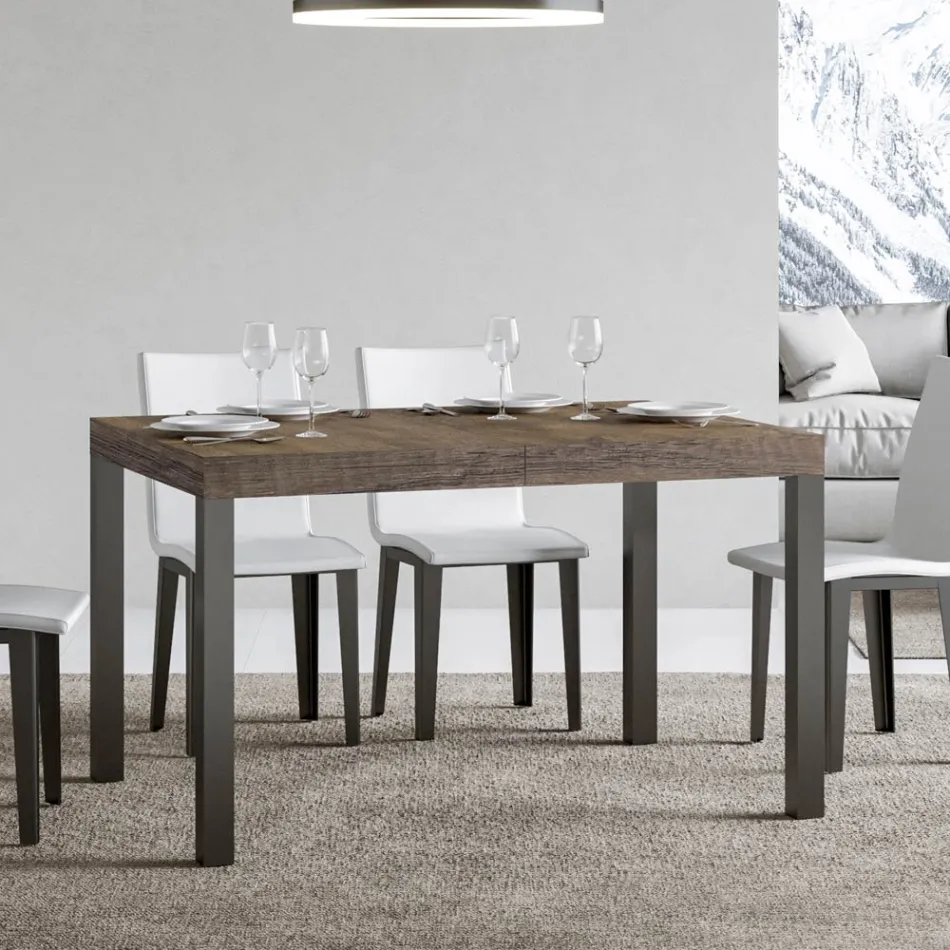 Extendable Dining Table up to 440 cm in Wood and Iron Made in Italy - Foxy Viadurini
