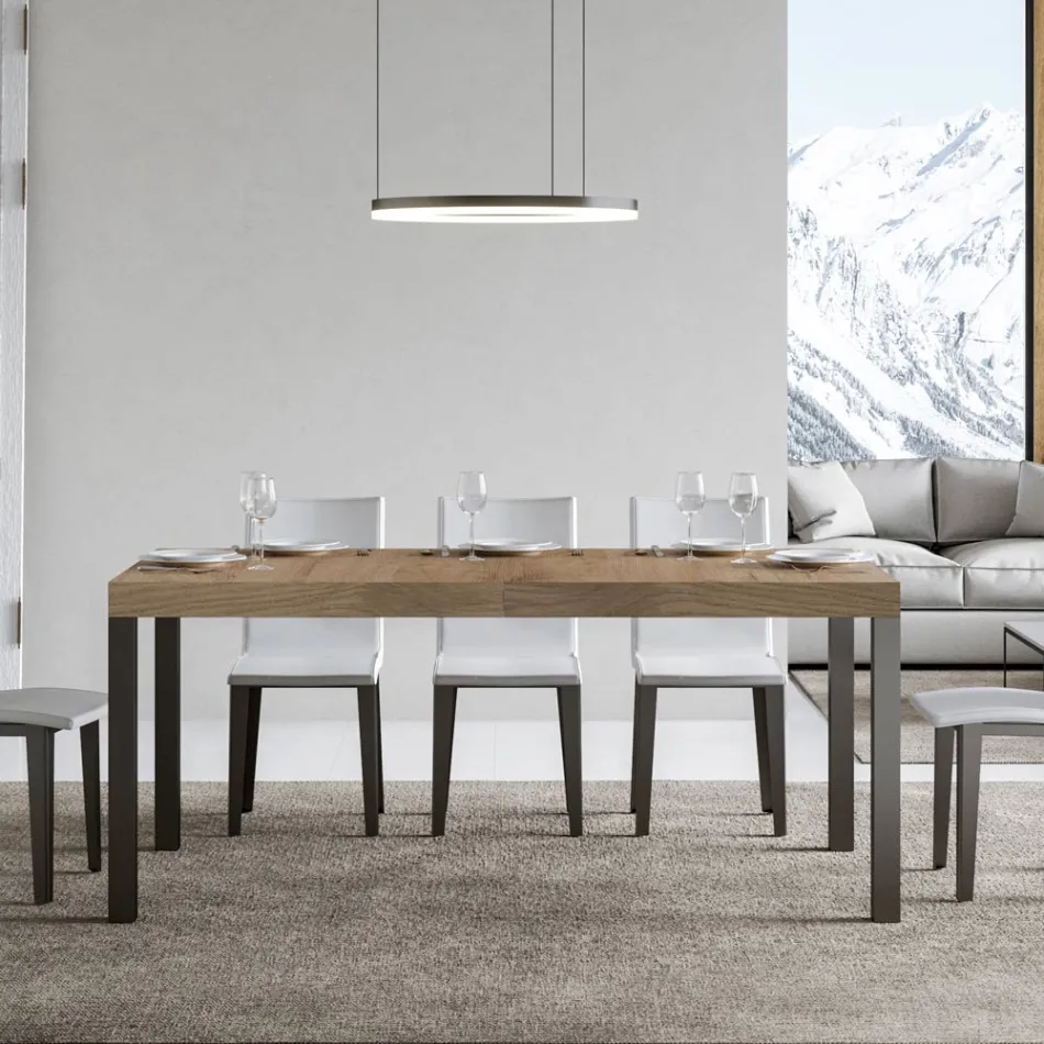 Extendable Dining Table up to 440 cm in Wood and Iron Made in Italy - Foxy Viadurini