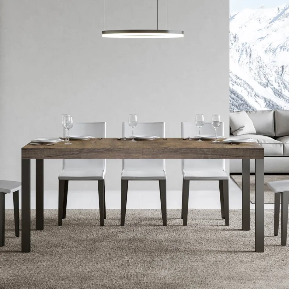 Extendable Dining Table up to 440 cm in Wood and Iron Made in Italy - Foxy Viadurini
