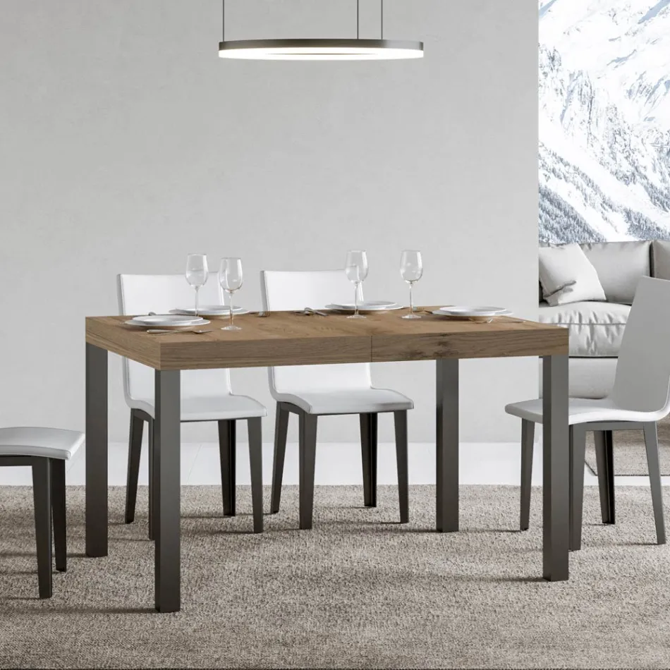 Extendable Dining Table up to 440 cm in Wood and Iron Made in Italy - Foxy Viadurini