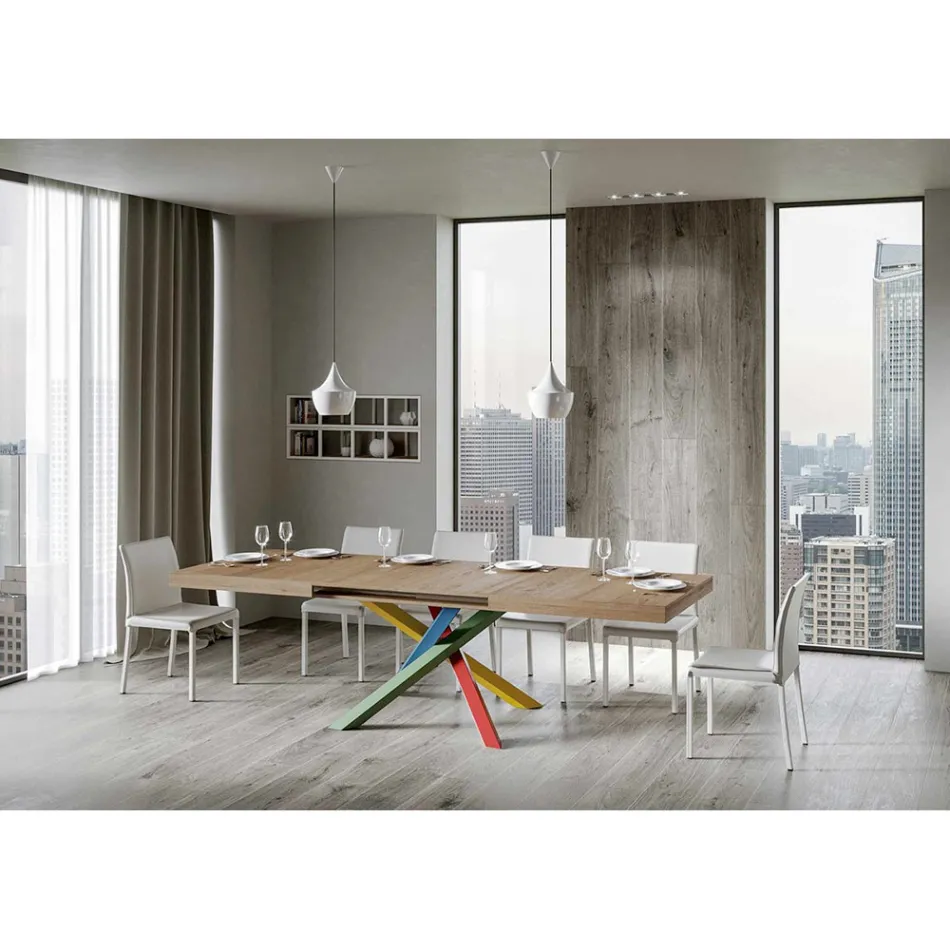 Extendable Dining Table up to 440 cm Wooden Top Made in Italy - Boan Viadurini