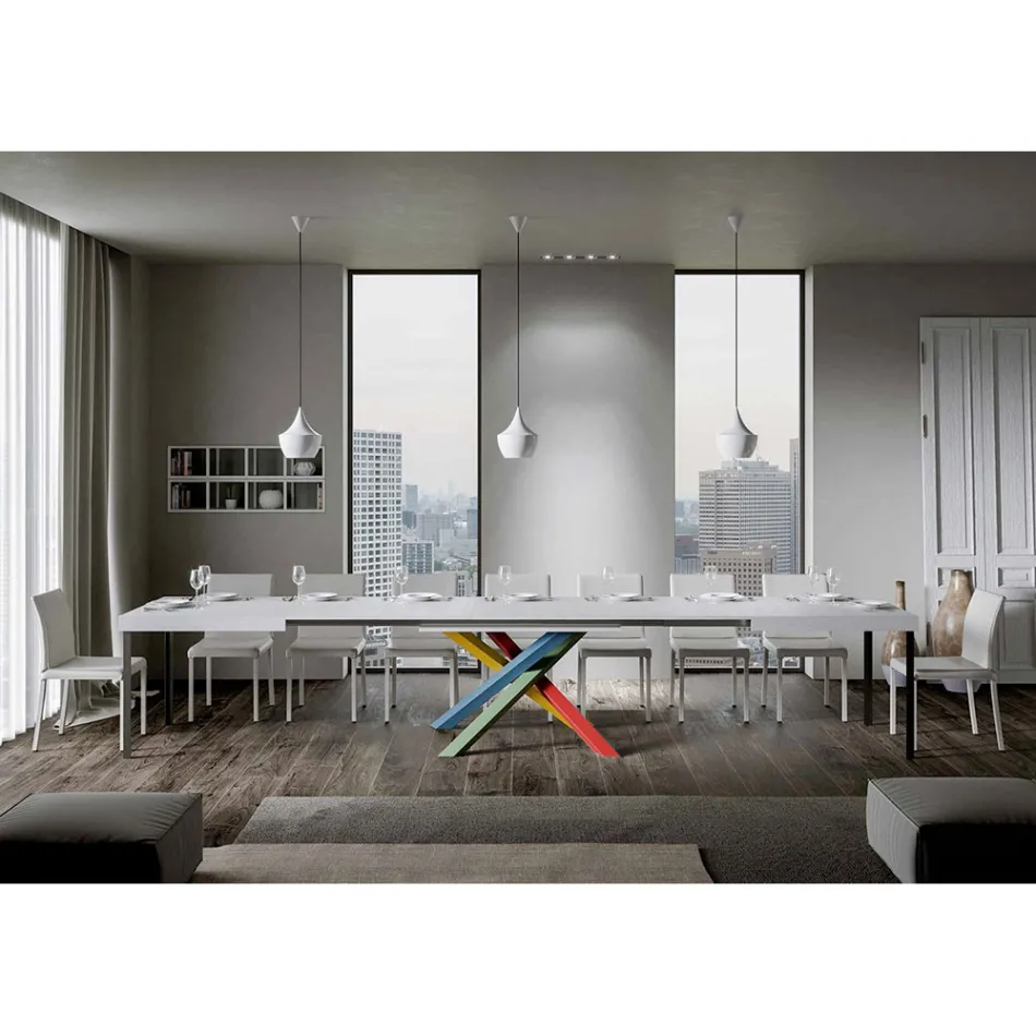 Extendable Dining Table up to 440 cm Wooden Top Made in Italy - Boan Viadurini
