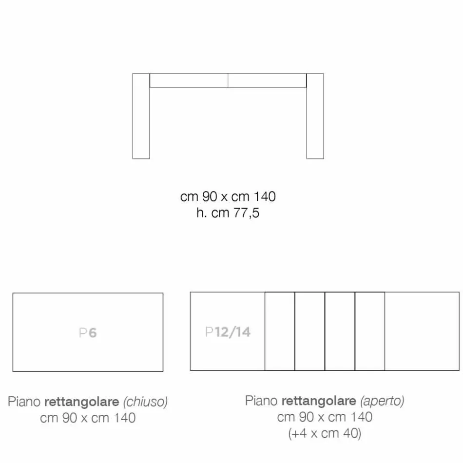 Extendable dining table in melamine wood made in Italy, Oky Viadurini